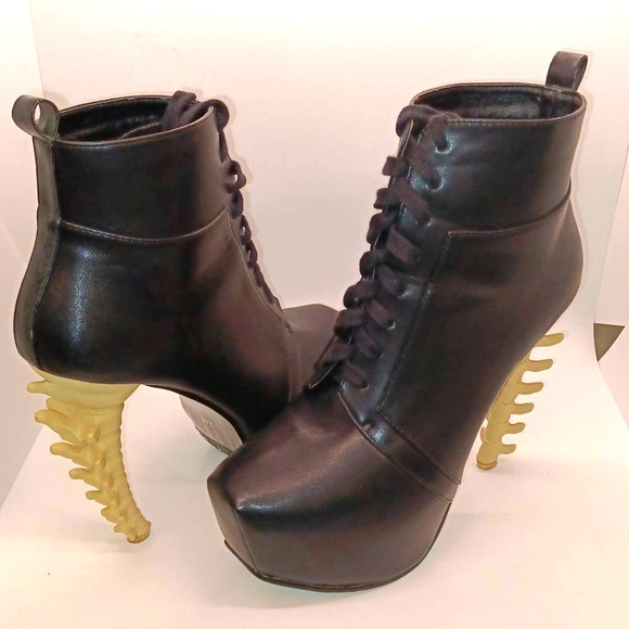 Size 8  Platform Bone High Heel Ankle Boots - Picture 12 of 14